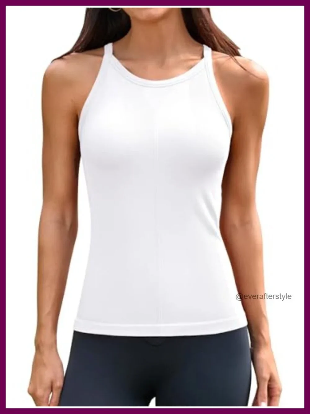 Ribbed Racerback Tank Top with Built In Bra Seamless Athletic Top